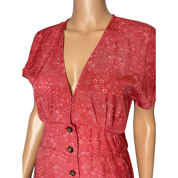 Marine Layer Camila Mini Dress size M Floral V neck Button Front Tencel - Picture 4 of 15